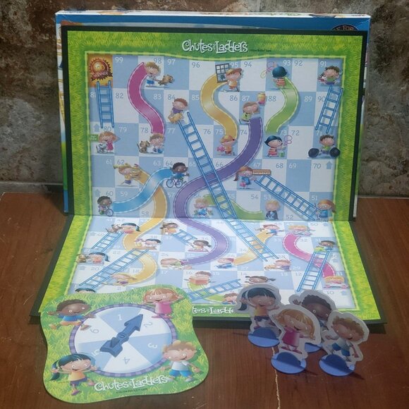 Chutes and Ladders Gameboard Spinner Arrow 4 Pawns 4 Plastic Stands - Picture 9 of 11